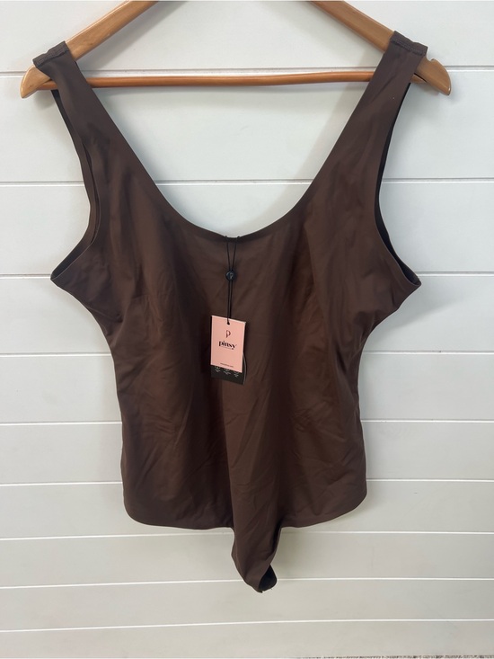 Pinky Tops - Pinsy Bonded Scoop Tank Shapesuit Bodysuit Cocoa Brown Medium Shaping NWT 1X